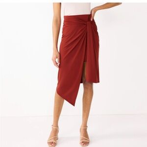 Nine West Faux-Wrap Asymmetrical Midi Skirt Size XL
